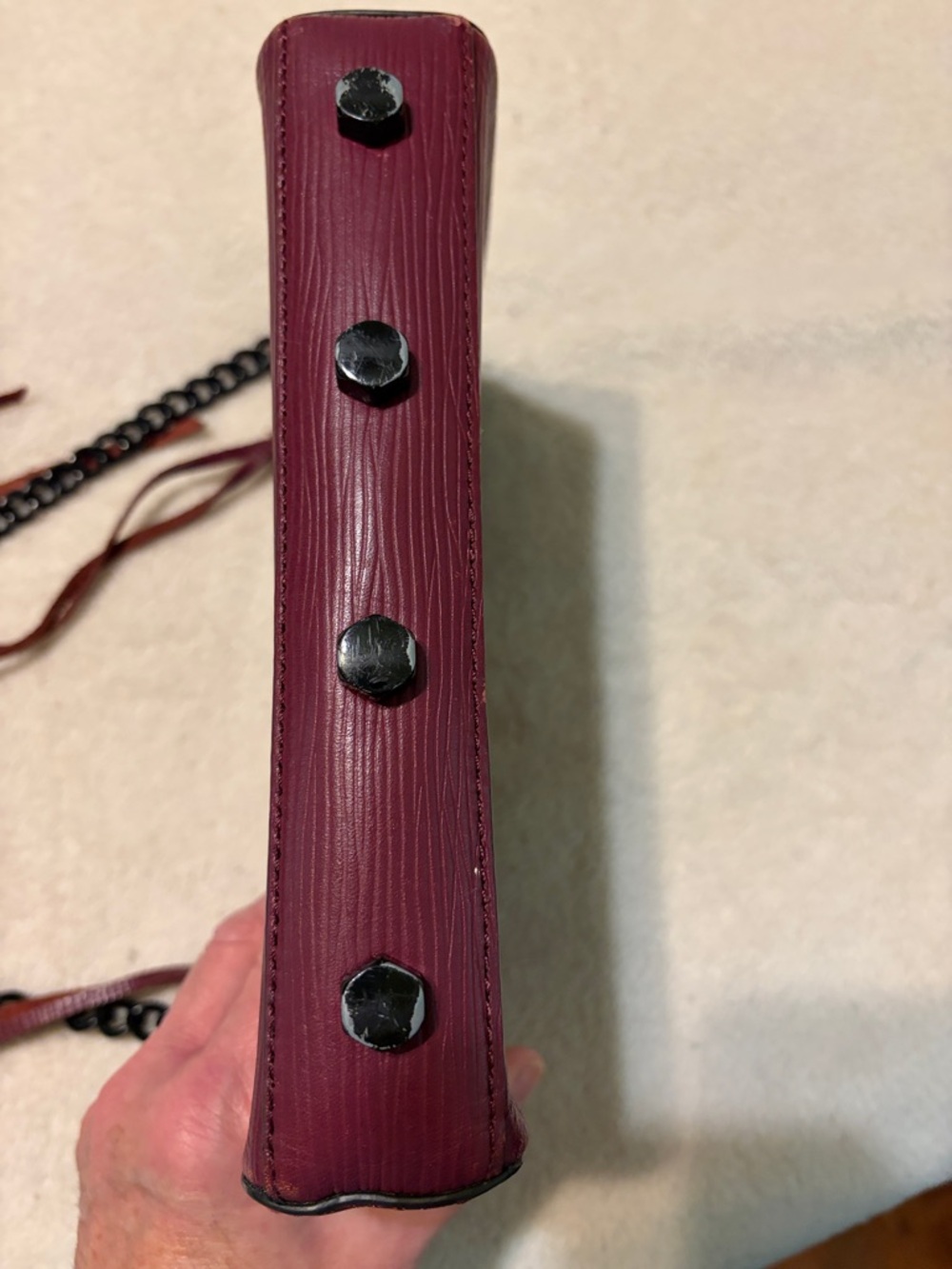 Rebecca Minkoff Textured Wine Crossbody with Chain Strap - Picture 8 of 9